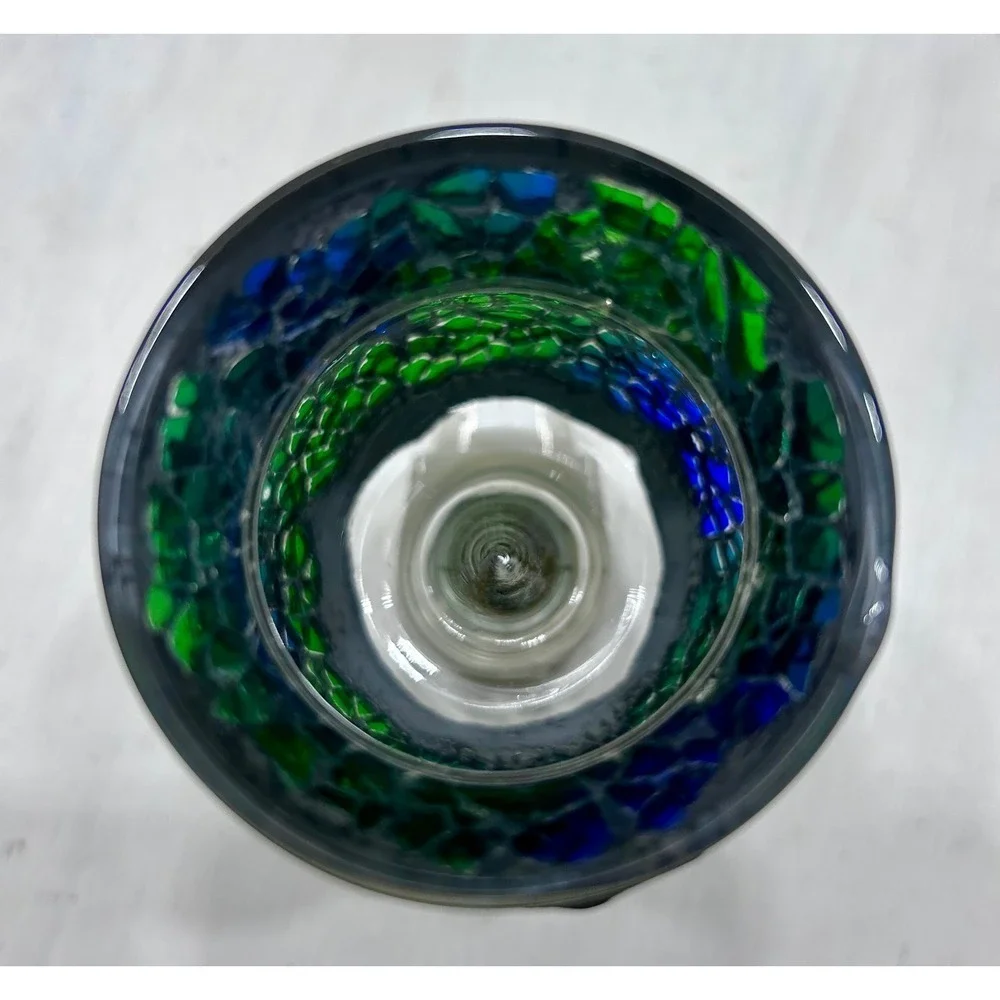 Mosaic Glass Dragonfly Wax Warmer Night Light Green Blue Stained Glass Plug In